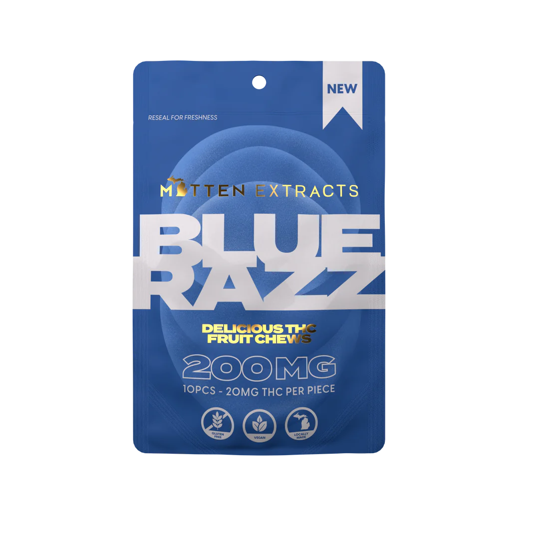 Blue Razz Fruit Chews 200mg 10-pack