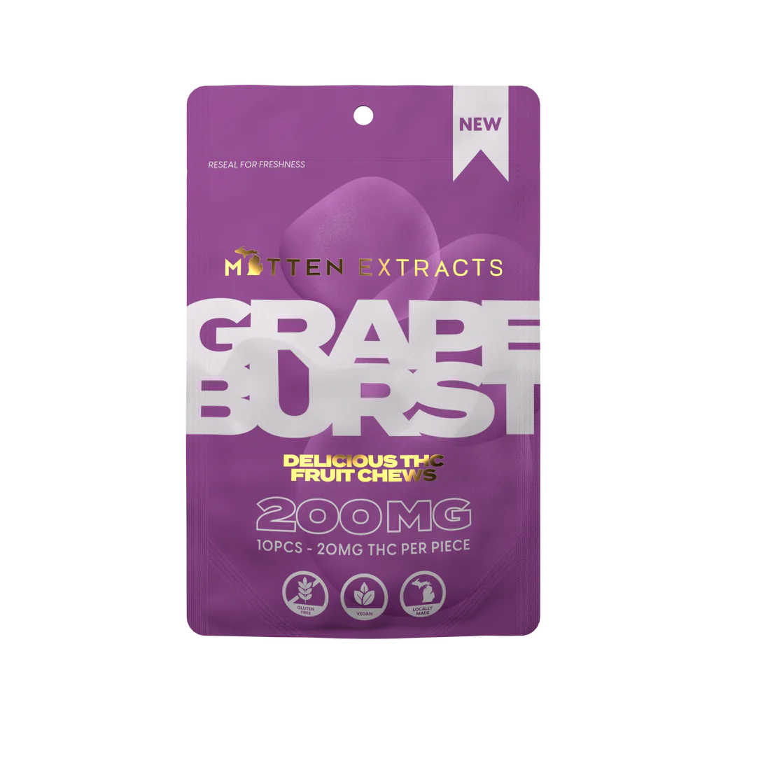 Grape Burst Fruit Chews 200mg 10-pack