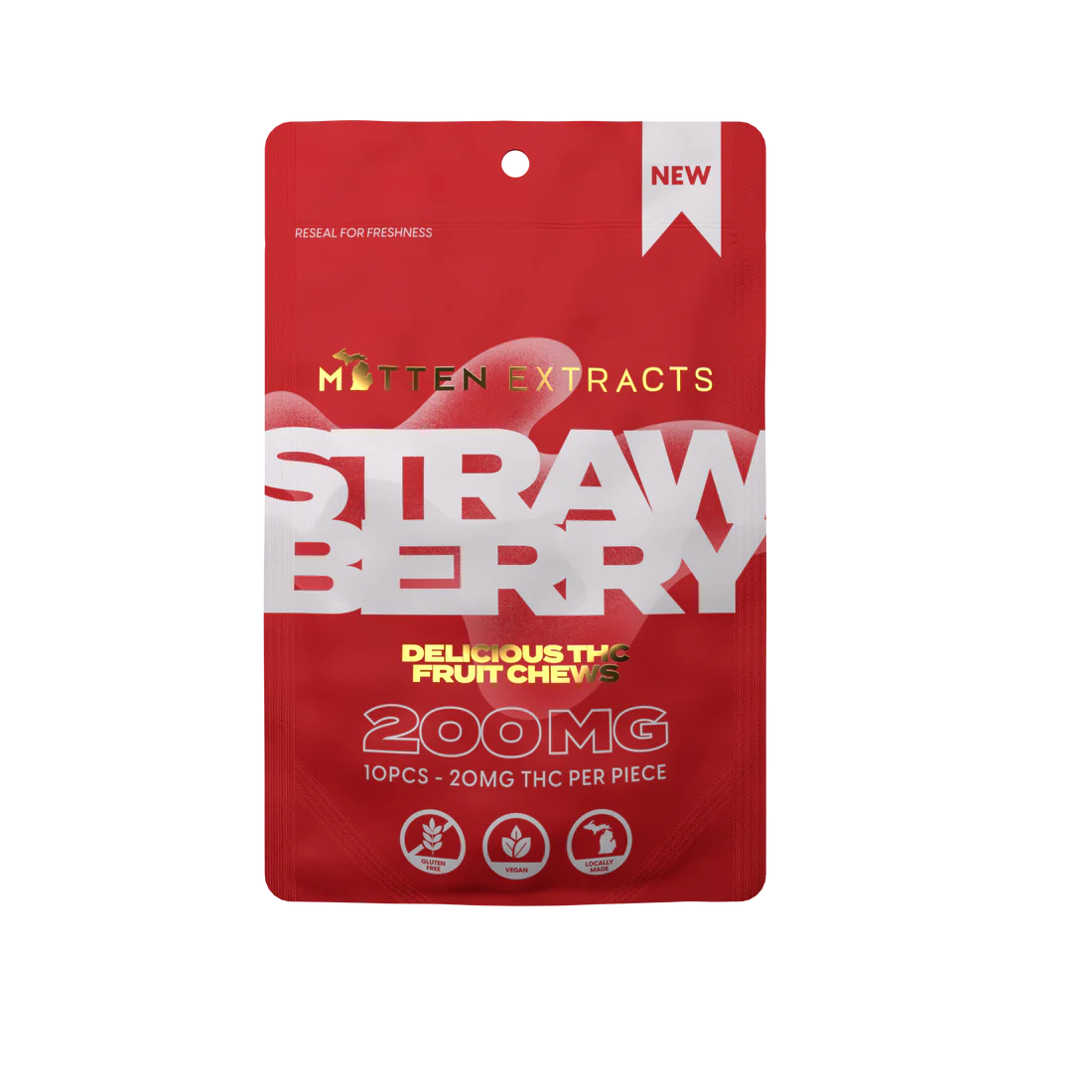 Strawberry Fruit Chews 200mg 10-pack